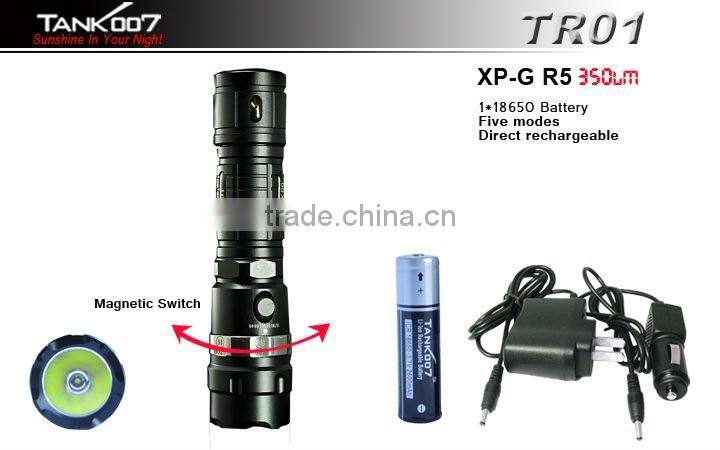 Big Power Rechargeable flashlight WithCree XP-G R5 Gun Lamp TANK007 TR01