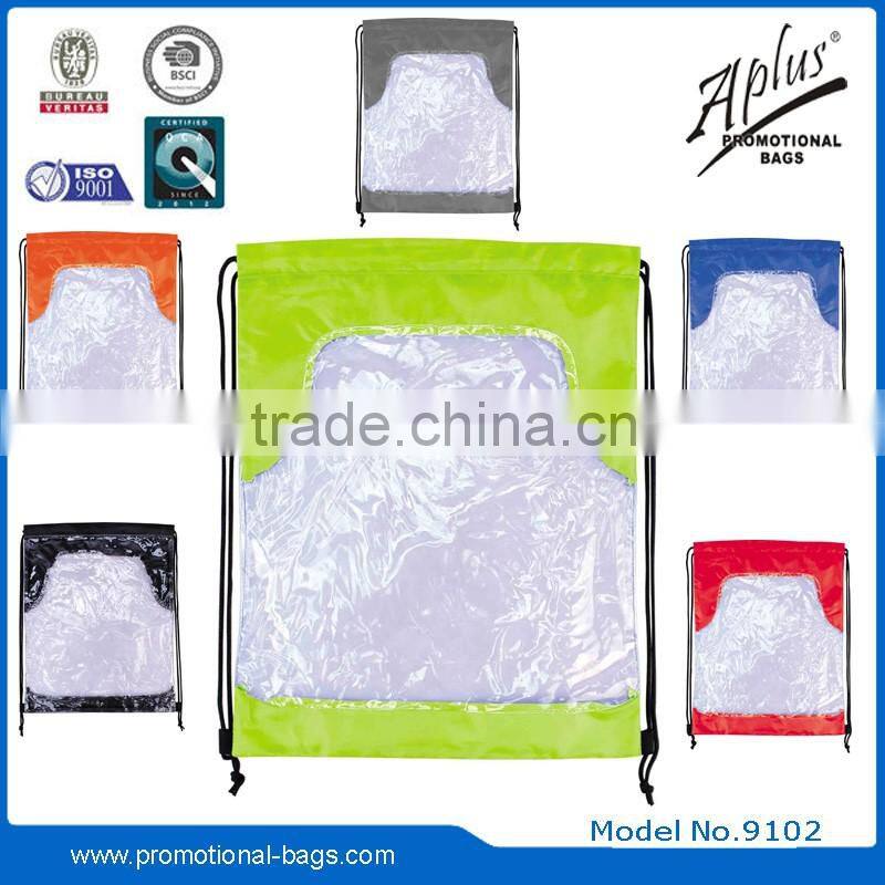 custom cheap transparent PVC beach drawstring bag gift ideas
