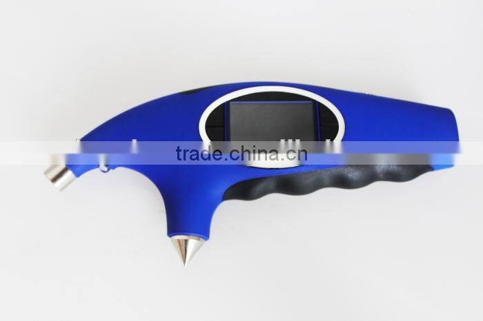 2014 New 5 in 1 Hand held 200 psi backlight digital tire pressure gauge for testing car with digital tread ruler of 15mm