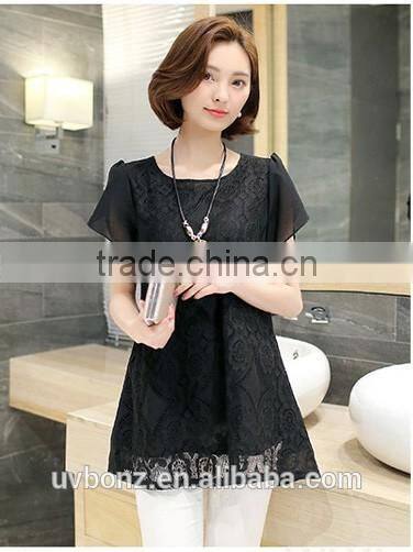 Ladies Black lace blouse tops