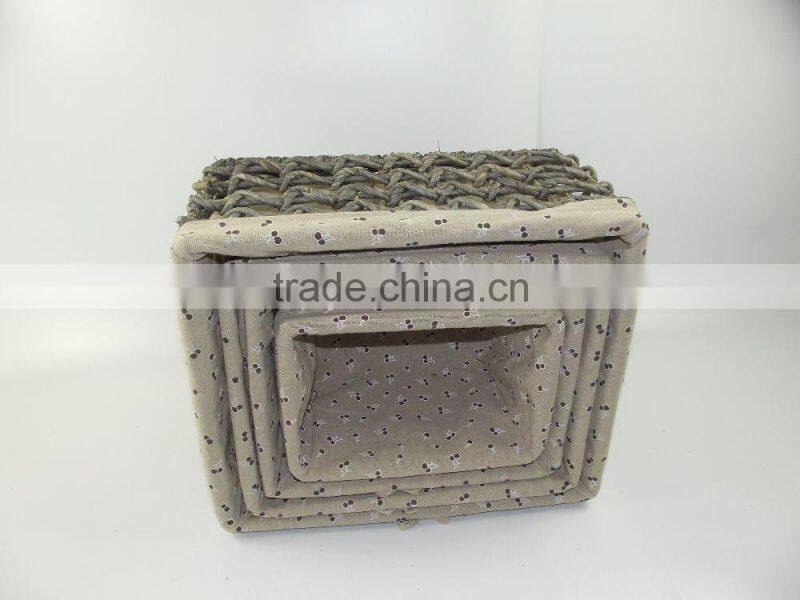 2015 new set of 4 maize husk storage baskets with lining-cheap wicker/rattan baskets