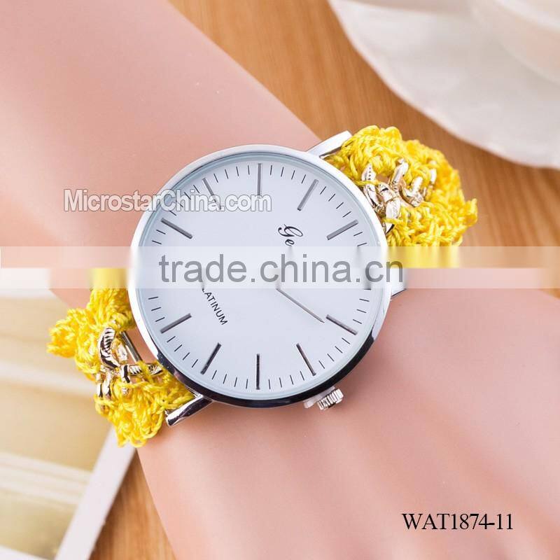 New Classic Geneva Ethnic Braided Analog Nailed Chain Watch