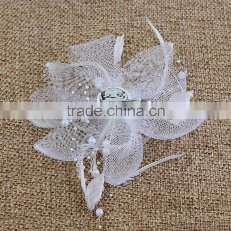 2015 vintage lady feather Sinamay fascinator Hair Clip hats for various party