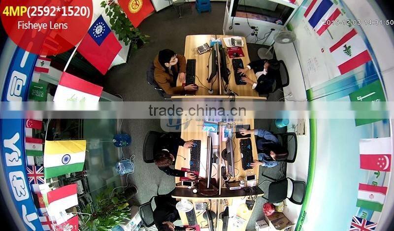 180/360 Degree Wide Angle NightVision 4MP Fisheye Panorama IP Camera With POE Port