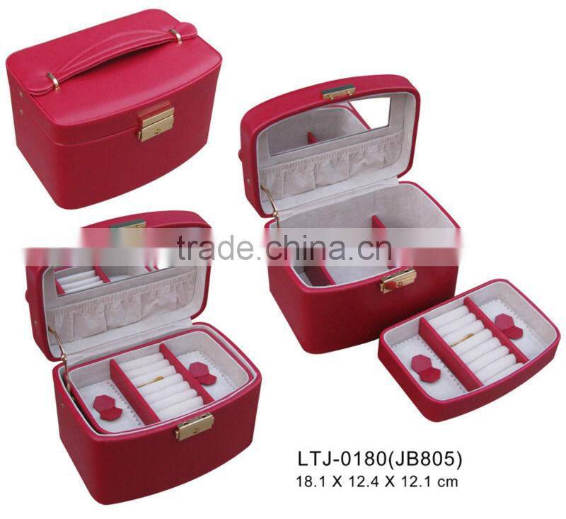 High quality Red leather handmade box for jewelry wholesale