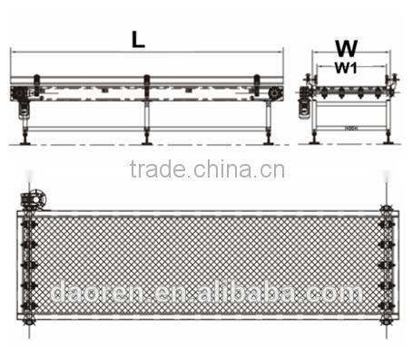 straight running modular conveyor system line for food transfer