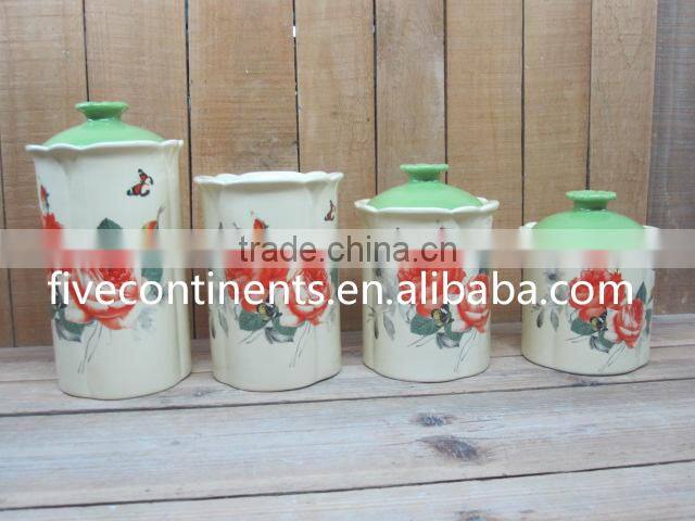 Wholesale Elegant Green Ceramic Food Storage Bottle