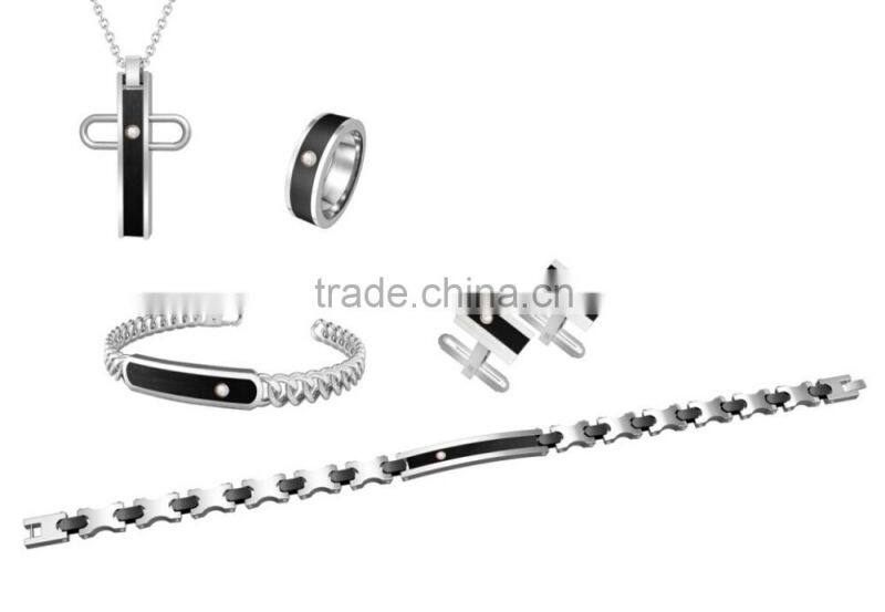 2016 Coolman Jewelry Professional Design only for Successful Men Glamour 316L Jerwelry Sets Pendant Cufflinks Ring and Bracelet