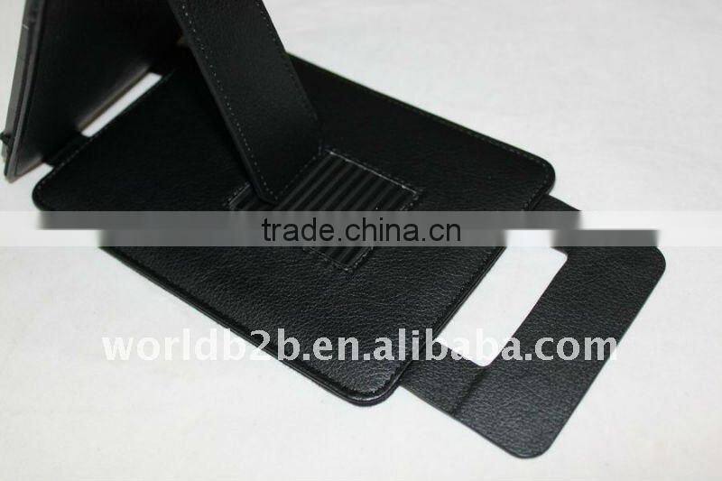 Black Slim Leather Case Folio with Multi Adjustable Viewing Angles for Amazon Kindle 4 and Kindle Touch E-Reader
