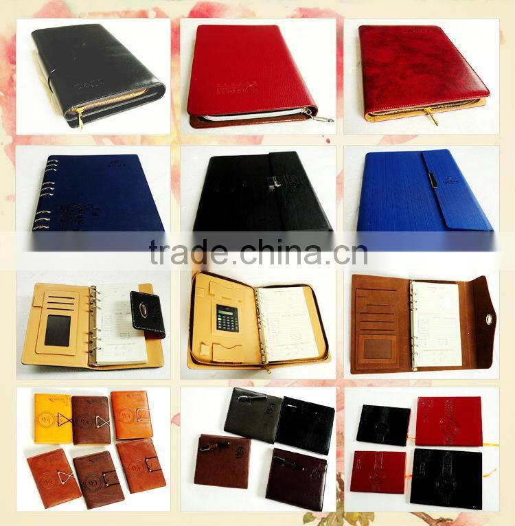 2015 High quality leather notebook with button closure