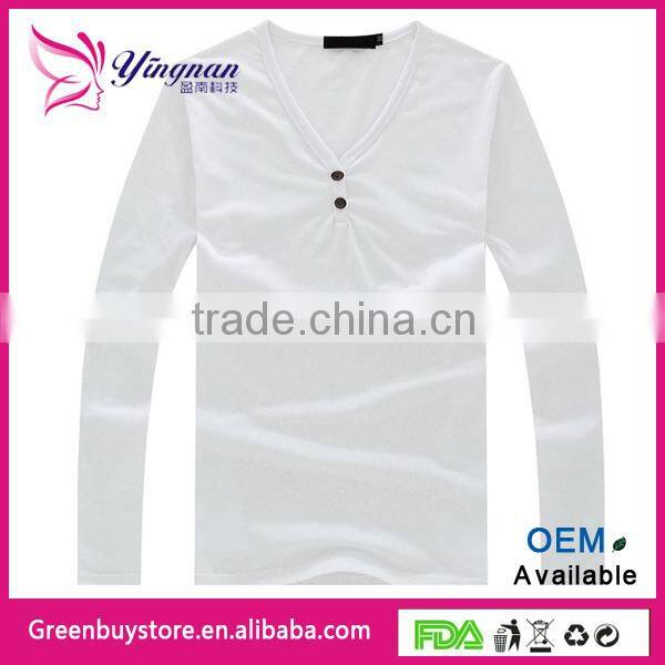 2014 New Arrived Mens Long Sleeve T Shirt Slim Fit , Fashion V Neck T Shirts For Men