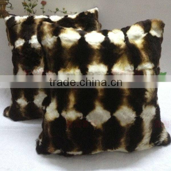 Winter Rex Rabbit Fur Pillow&Fur Cushion For Christmas Decoration