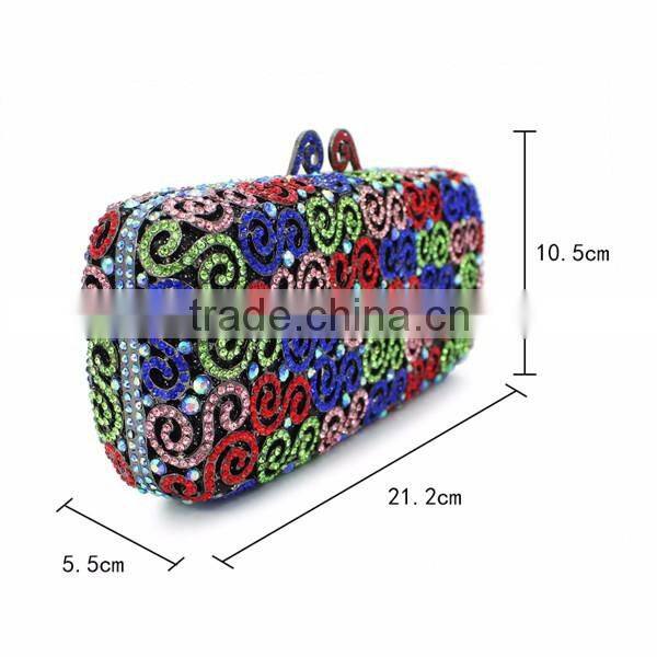 colorful crystal hard case clutch bag rhinestone crystal clutch bag (8740A-C)