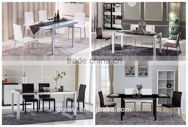 2016 simple modern stainless steel black expandable dining table
