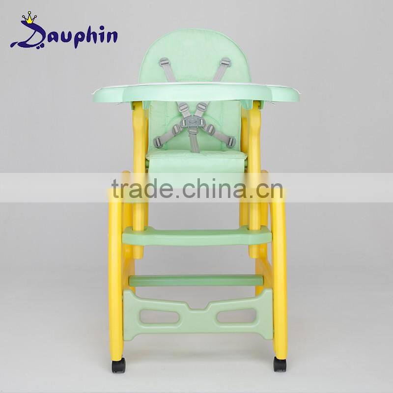 EN14988 certified baby high feeding chair 3 in 1 function baby chair plastic high chair