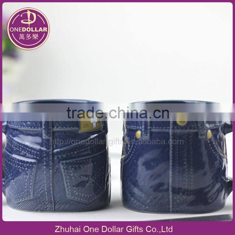 Vintage Blue Jeans Ceramic Coffee Milk Mug