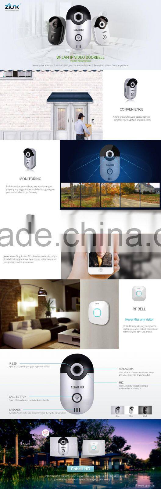 ZILINK HD 720P Hot Selling Wireless Doorbell