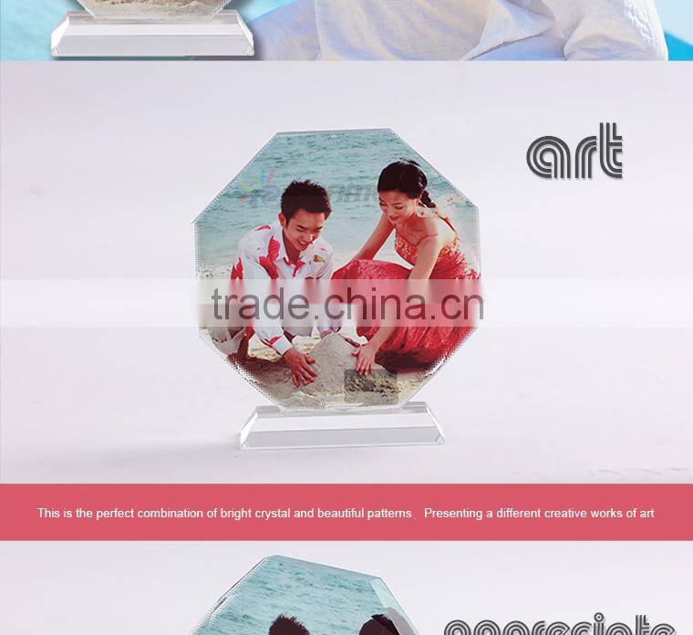 Sunmeta directly sublimation decoration photo crystal, crystal octagonal for christmas gifts(BSJ26C)