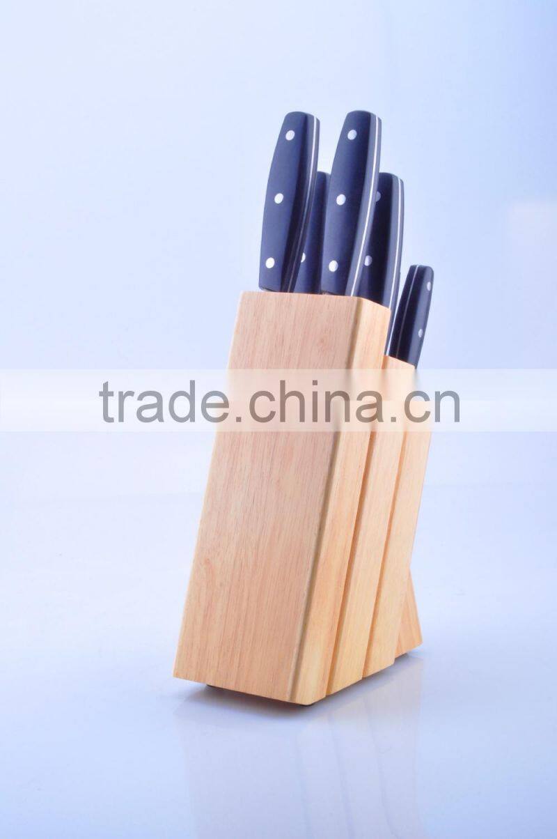 7PCS PP handle kitchen knives with pine wood block