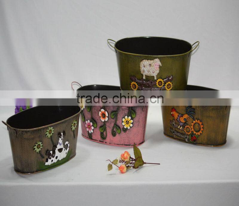 2014 Popular colorful metal garden hanging flower pot