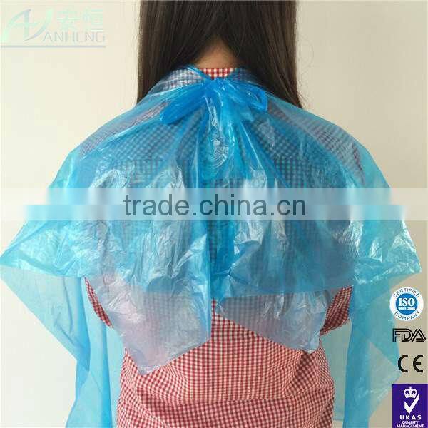 PE plastic capes for hairdressing/ hair cut capes/ hair dying cape