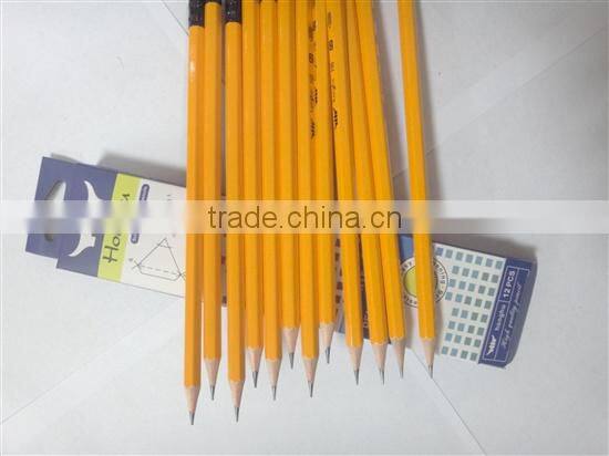Yellow HB pencil with eraser