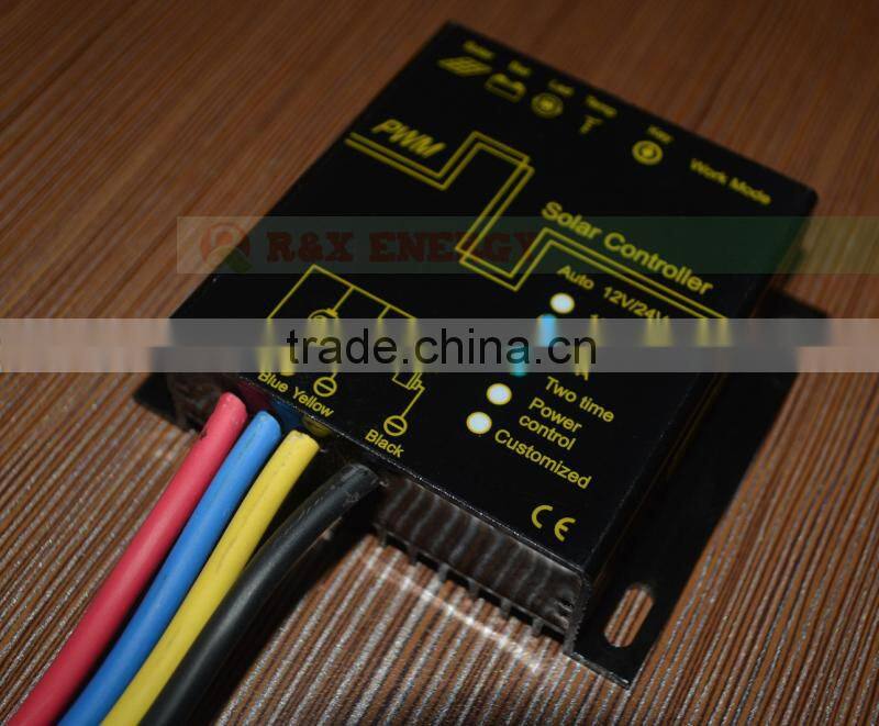 Waterproof solar controller for PV system, 10A/15A/20A solar charge controller, 12V/24V auto distinguish, LED display