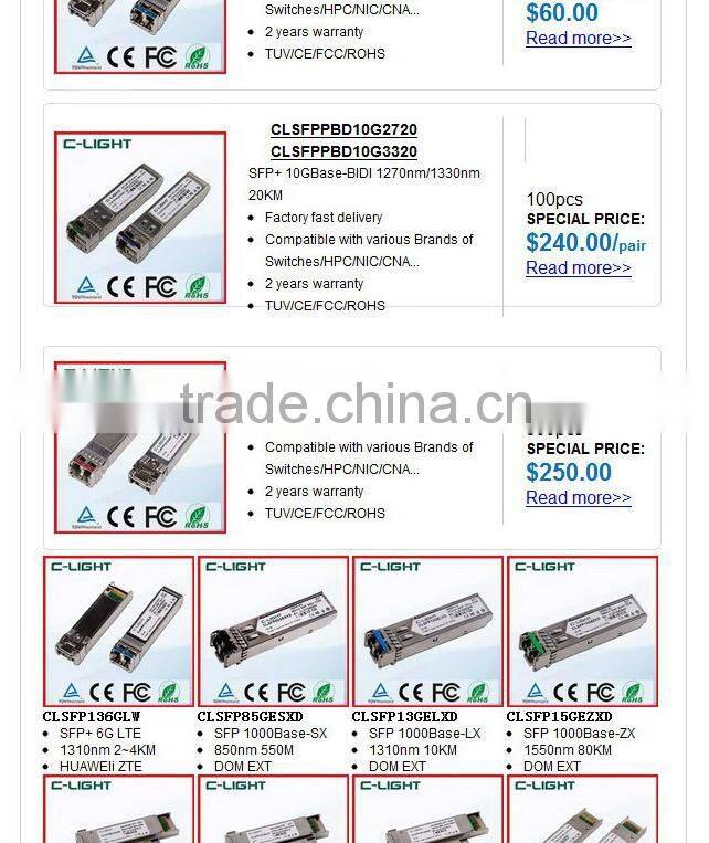 High Quality 8G SFP+ 10G SFP Transceiver SW 850nm 200m MMF Fibre Channel Transceiver