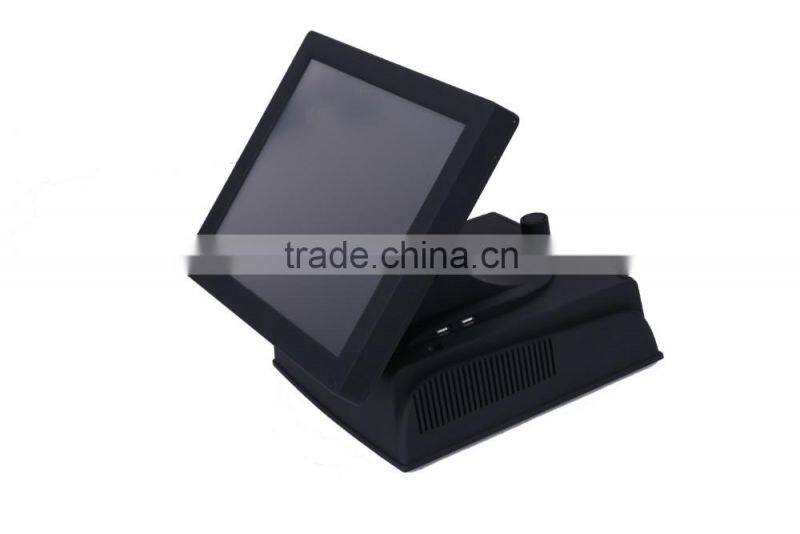 single-screen full-flat all-in-one Touch POS machine, 15'' hot sale touch pos machine, POS manufacturer