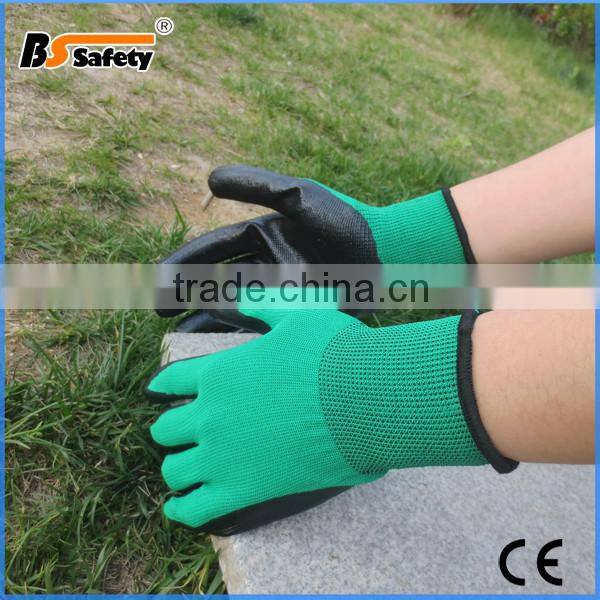 BSSAFETY black Nitrile Coated Work Gloves Knitted Wrist Cheap price