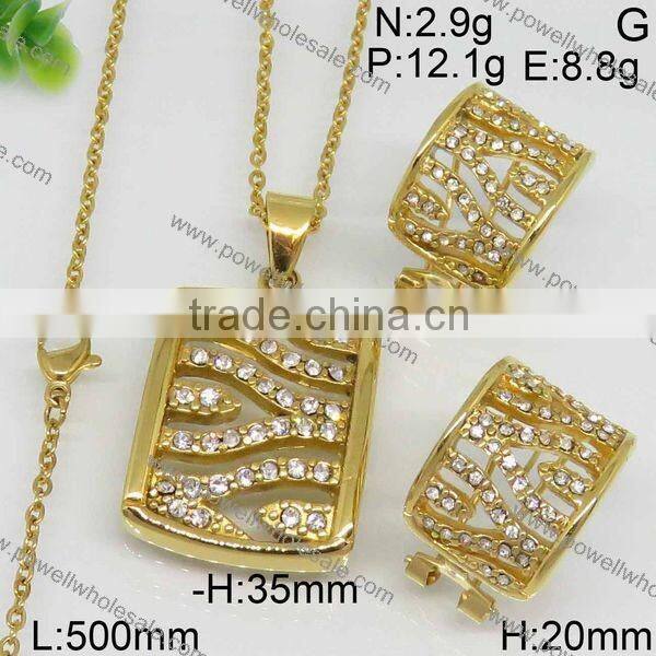 Hot stainless steel jewelry wholesale 18k gold plated jewelry set
