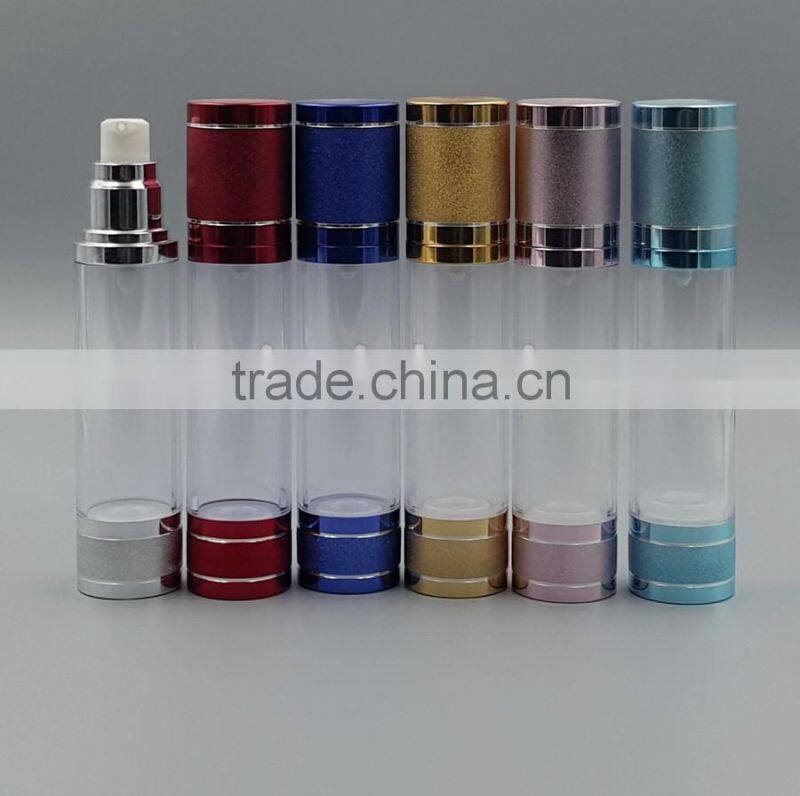 manufacture 10ml 30ml 50ml silver airless cream bottle 100ml 120ml 200ml good design blue/gold/silver airless perfume bottle