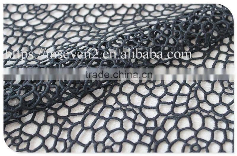 Fashion design allover polyester water soluble crochet lace fabric in black