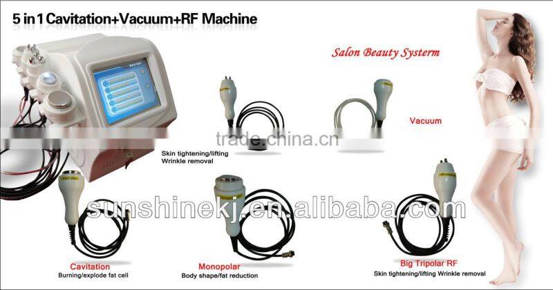 2016 Hot 5 treatment handles cavitation radio frequency ultrasonic facial beauty equipment for salon use