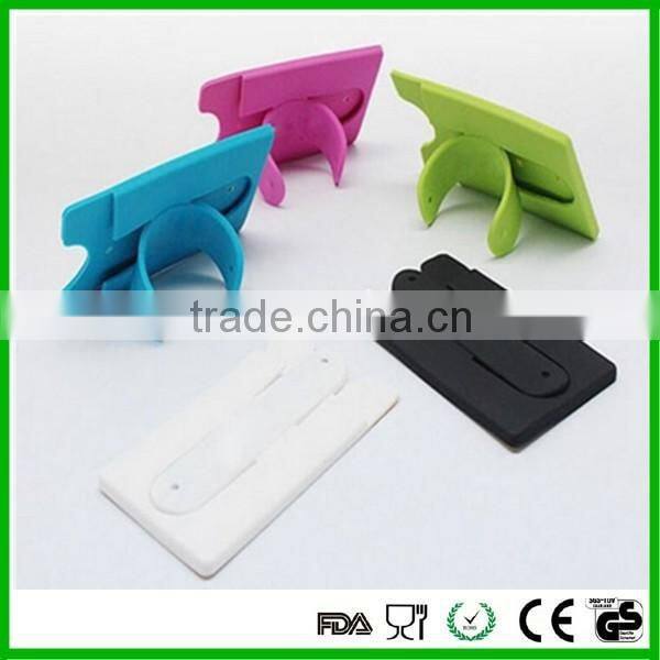 Smart phone wallet sticky silicone mobile card holder with slap stand