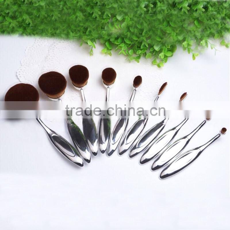 plastic electroplating handle material Smudge Brush,Angular Blush,Flat brush style oval gold makeup brushes