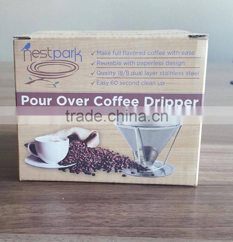 Coffee pour over cone dripper/Stainless Steel Coffee Filter and Maker