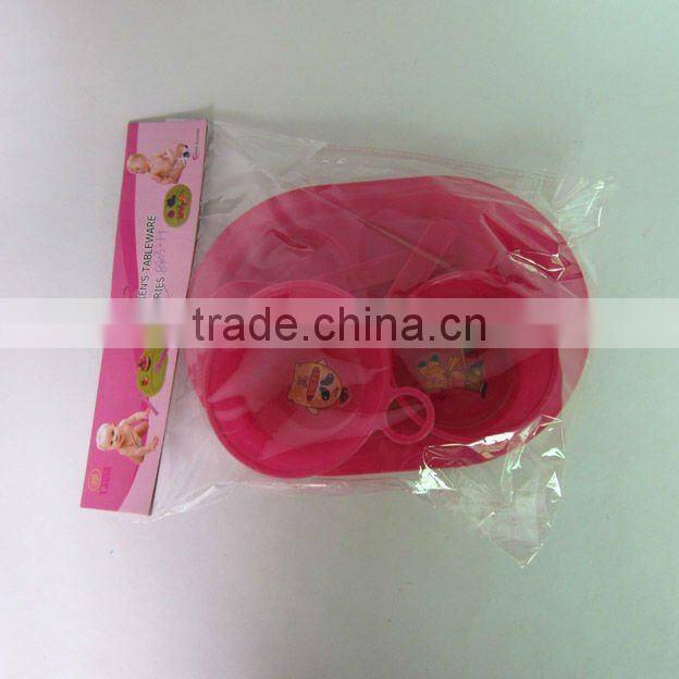 4pcs plastic oval plate picnic tableware set
