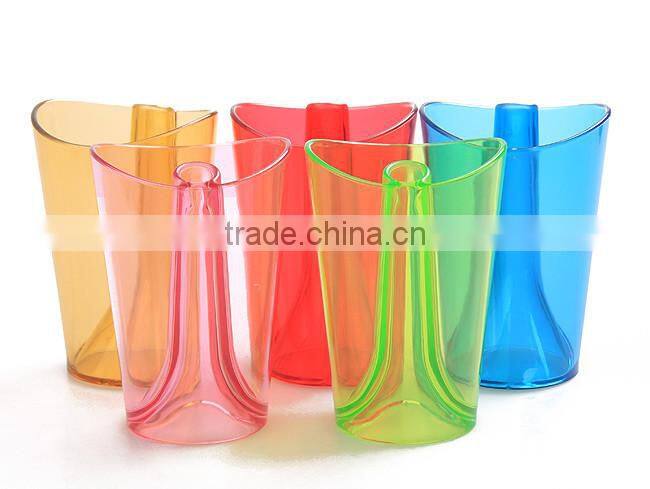 clear colorful plastic tooth mug cups turn over to be toothbrush holder rack
