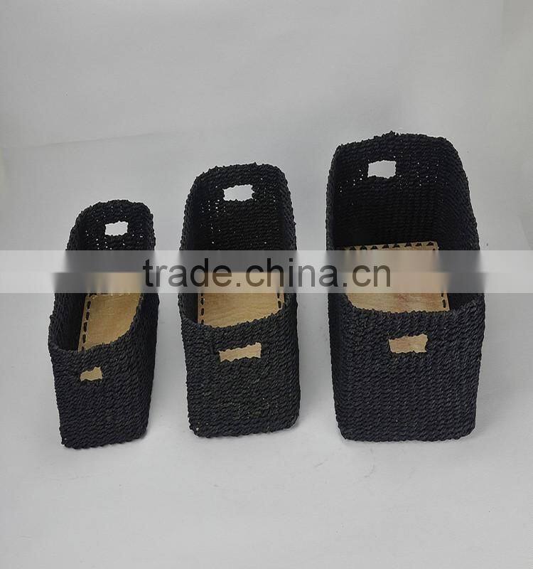 SD Folding mini rattan wicker baskets with handle for storage
