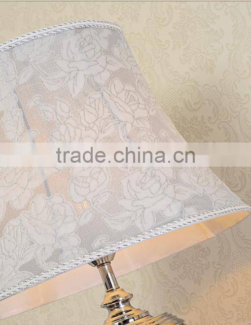 Flower pattern artistic glass floor lamp with white color flower fabric lampshade