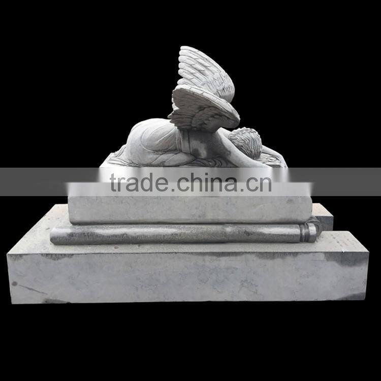 Large natural grey marble weeping angel tombstone for sale