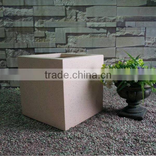 Fiberglass Modern Sandstone Smoothly Cube Planter
