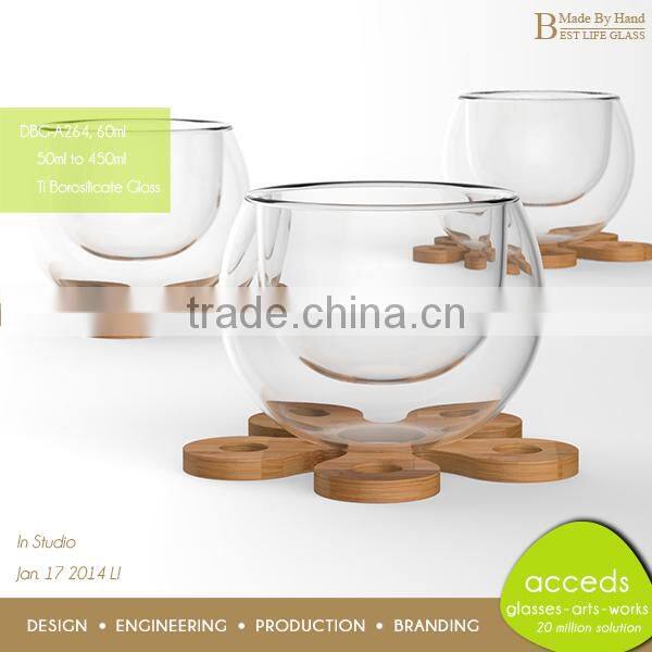 Glass 2014 Double Wall Cups for Tea Coffee Cappuccino