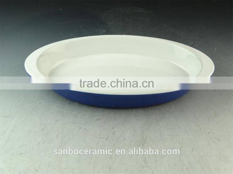 Hot Wholesale oval glazed ceramic bake plate for daily use porcelain bake plate