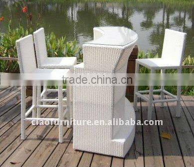outdoor garden high bar stool classical rattan bar table set