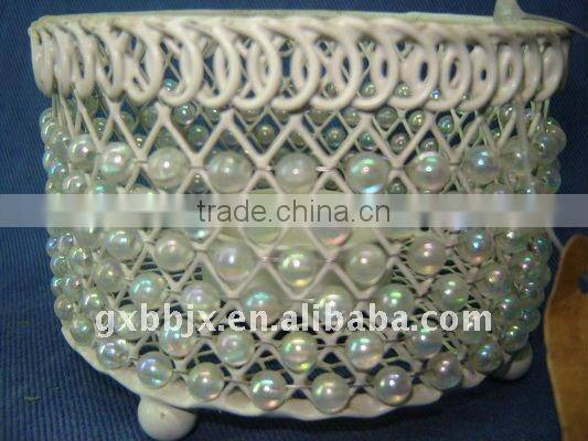 White pearl wire round decorative candle lantern craft