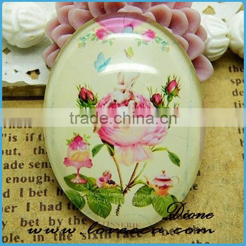 Best Selling Various Images Oval Flat Round Back Glass Gemstone Photo Jewelry Cabochons