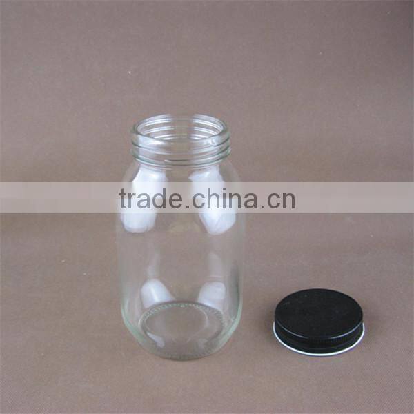black iron lid different size and different volume glass jar with lid