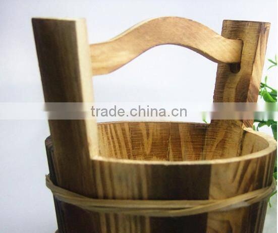 Retro roast color handle wooden barrel